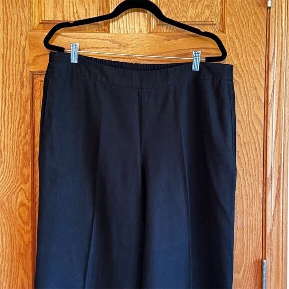 Coldwater Creek Women's Black Linen Pants Size L 14 Elastic Waistband - Picture 3 of 8